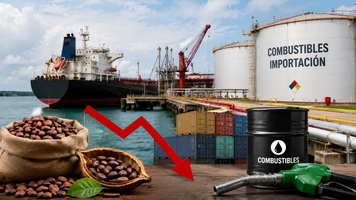 Las exportaciones crecieron 5 %, impulsadas por el petróleo, el camarón y la minería, mientras el cacao cayó 59 %.