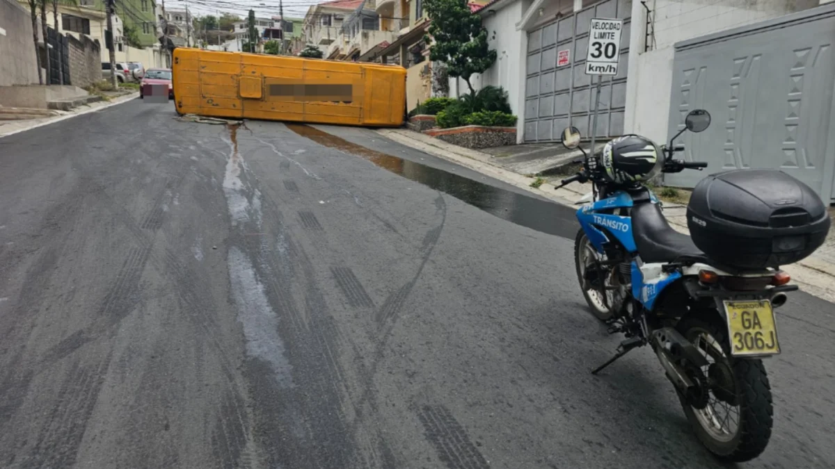 El vehículo pesado bloqueó parcialmente la vía en este sector del norte de Guayaquil.