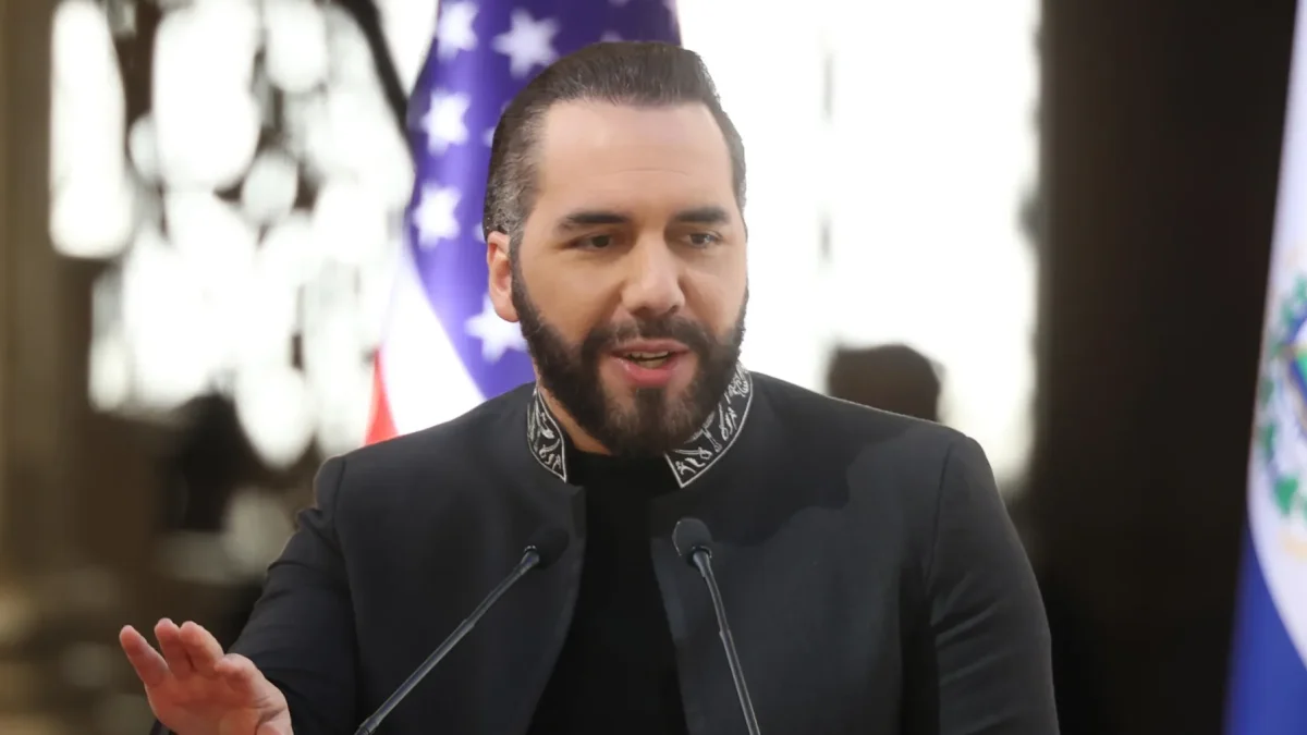 El presidente de El Salvador, Nayib Bukele, durante un acto público, en San Salvador (El Salvador).