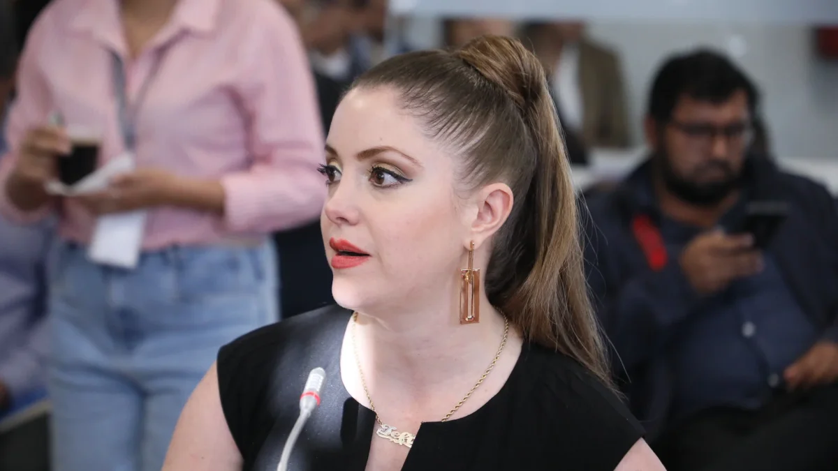 Mónica Palacios ofreció una rueda de prensa tras ser notificada durante la sesión del Pleno de la Asamblea Nacional.