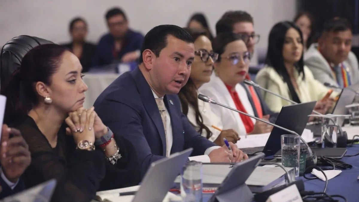 Ferdinan Álvarez, presidente de la Comisión de Fiscalización, durante la audiencia de juicio político contra la exministra de Energía y Minas, Inés Manzano.