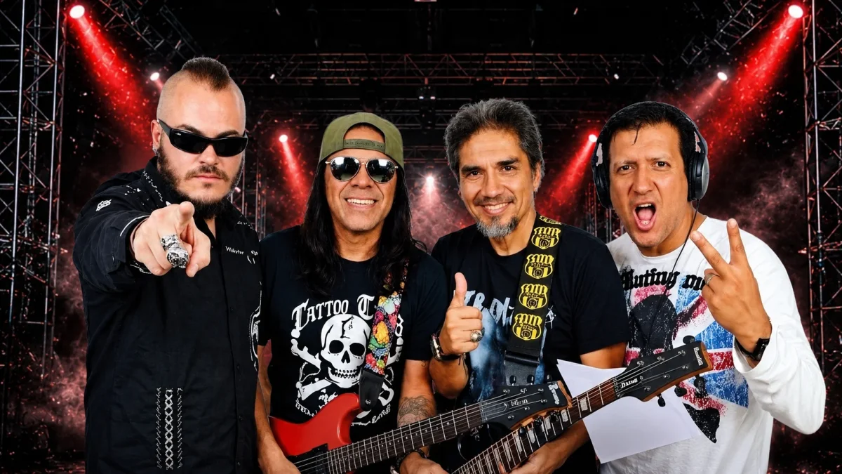 James Sloan, Juan Carlos Alza, Dennis Mancero y Jhon Erick Rodríguez, integrantes de Blaze, la banda ecuatoriana de heavy metal creada en Guayaquil en 1984.