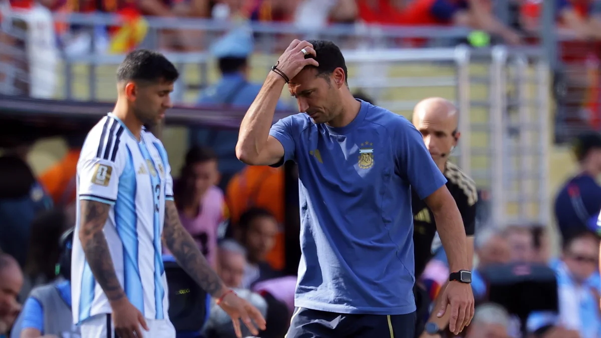 Lionel Scaloni reacciona durante la final del Mundial 2026 en la que Argentina perdió el título ante España.