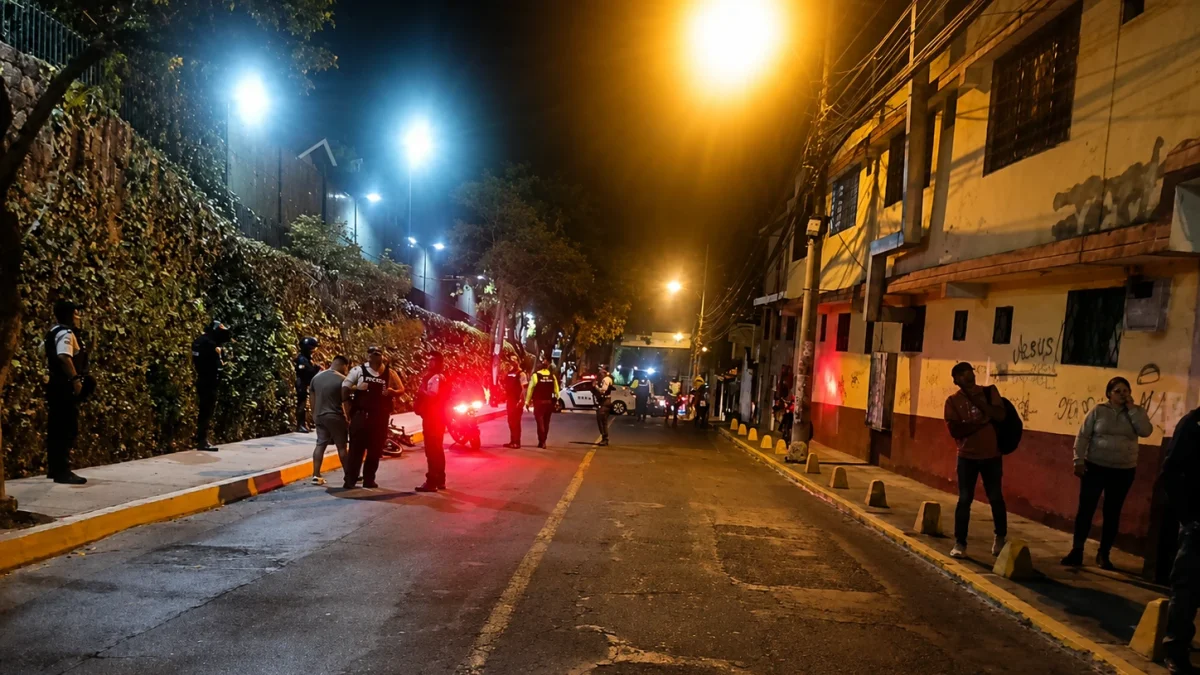 La Policía levantó indicios balísticos tras el enfrentamiento armado registrado la noche del 22 de julio en los exteriores de la USFQ, Cumbayá.
