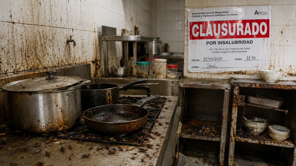 Referencial. Arcsa clausuró un local de fritada en Pomasqui tras detectar cucarachas, congeladores contaminados y graves deficiencias sanitarias que ponían en riesgo la salud pública.