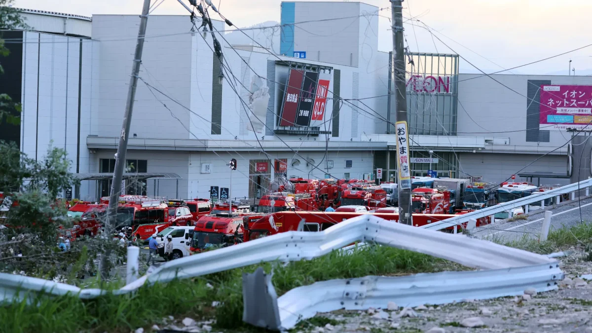 Vista del edificio Aeon Mall Kumamoto, gravemente dañado, en Kashima, prefectura de Kumamoto, suroeste de Japón, 29 de julio de 2026.