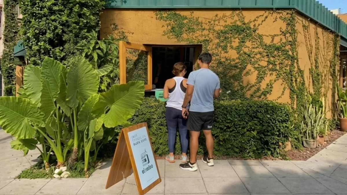 Ventana de atención del café El Retiro, en Puerto Azul.