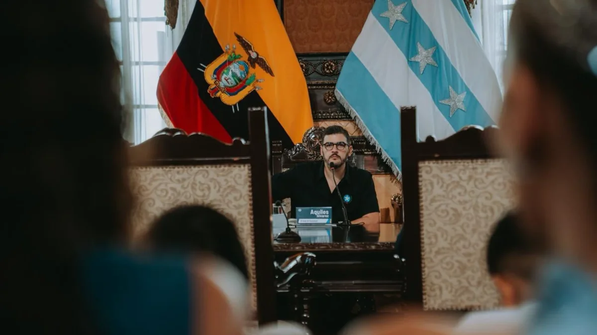 Aquiles Álvarez, alcalde de Guayaquil, durante una sesión del Concejo Cantonal.