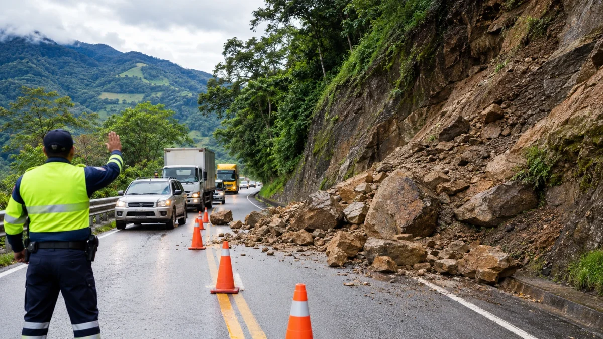 Las autoridades recomiendan revisar el estado de las carreteras y conducir con precaución ante las restricciones vigentes en varias provincias por deslizamientos y socavones.