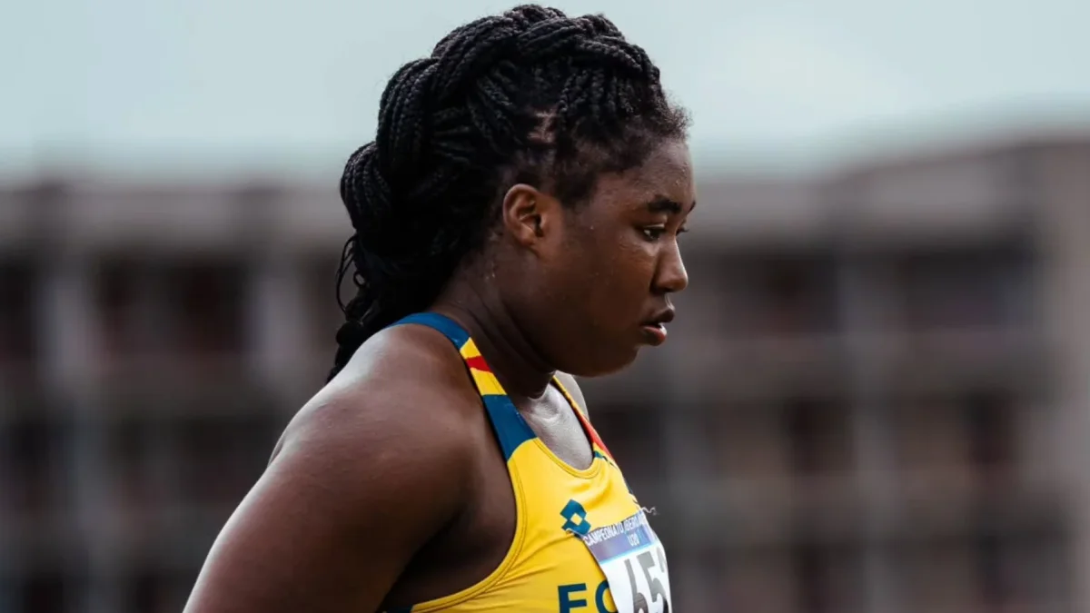 Belsy Quiñonez durante su participación en la final de impulso de bala del Campeonato Mundial Sub-20 de Atletismo, disputado en Oregón, Estados Unidos.