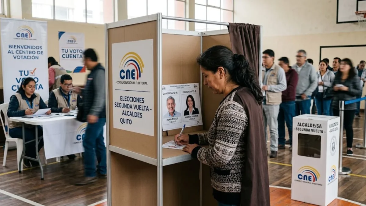 Foto referencial, creada con IA, sobre elecciones de segunda vuelta para alcaldías.