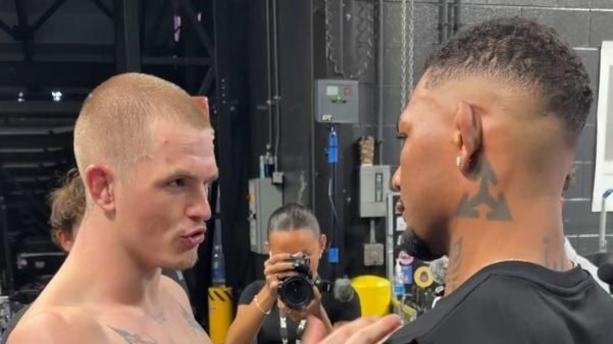 Instantes en que Ian Garry confrontó a Michael Morales tras el UFC 330.