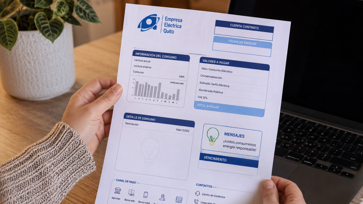 Referencial. La consulta de la planilla de luz de la EEQ se realiza en línea y permite descargar el documento para imprimirlo.