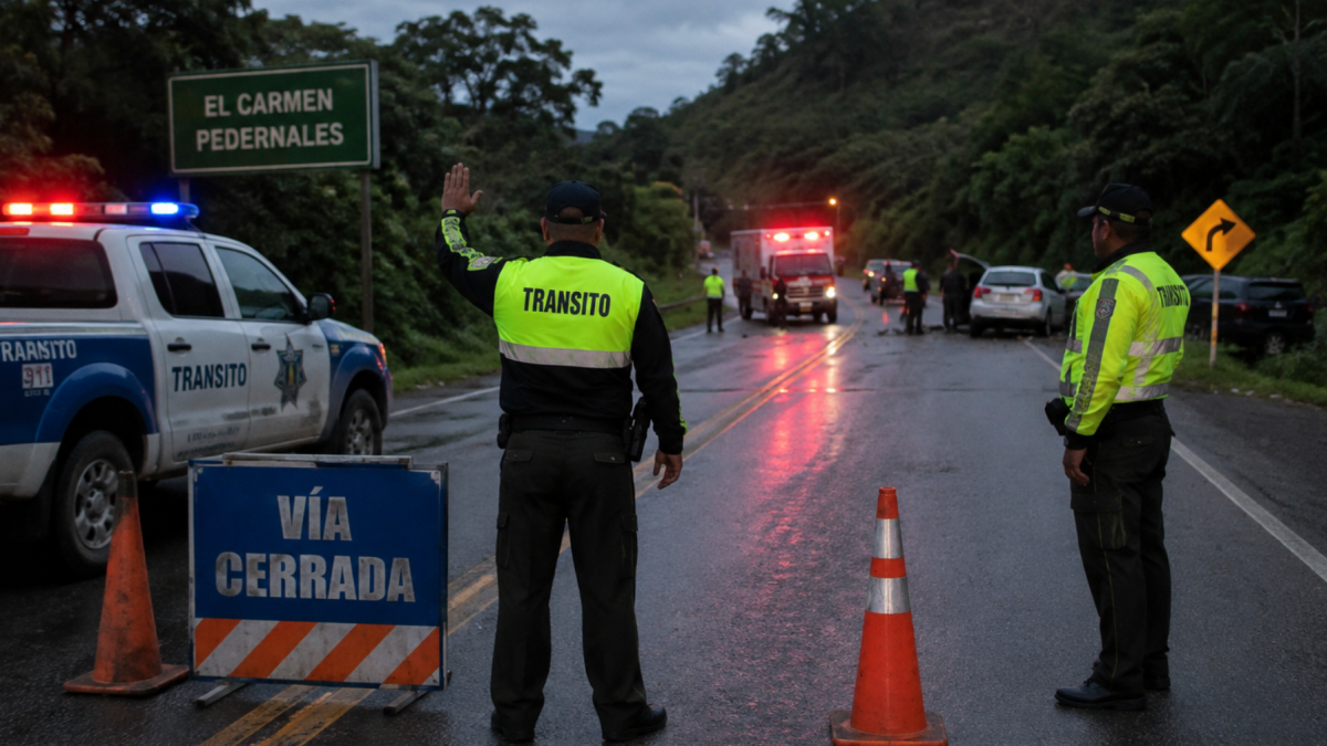 Referencial.Agentes de tránsito mantienen cerrada la vía El Carmen–Pedernales tras el accidente en el que murieron madre e hija.