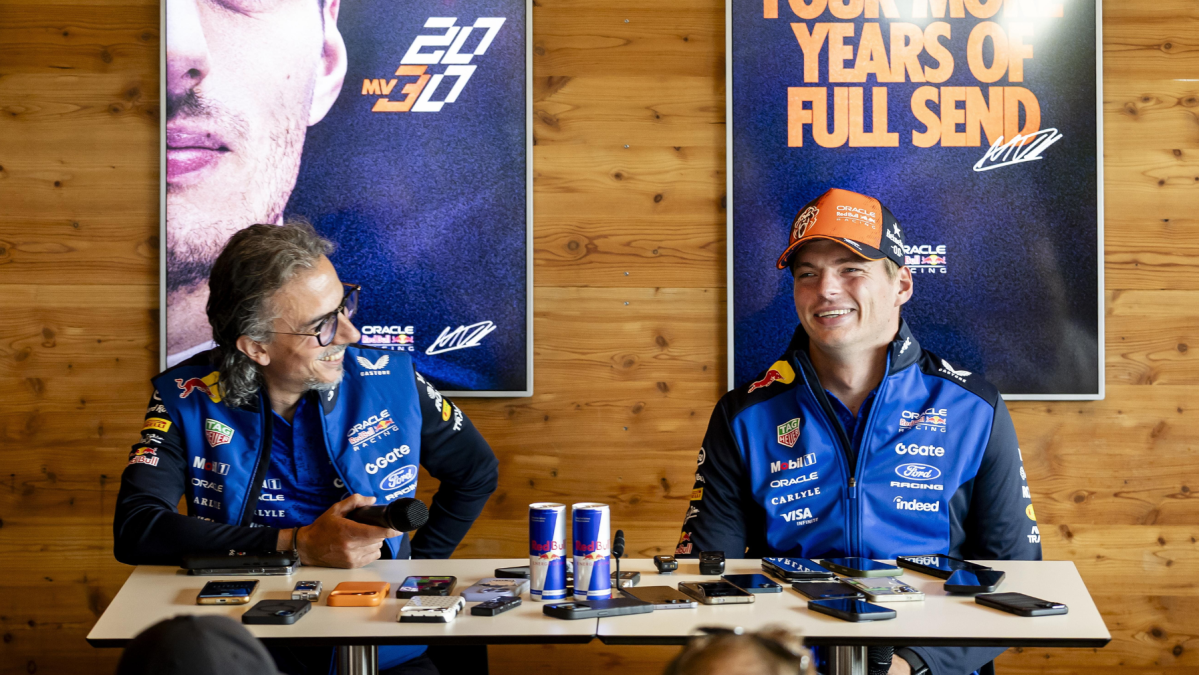 El neerlandés Max Verstappen, durante la conferencia de prensa en la que anunció su renovación con Red Bull.