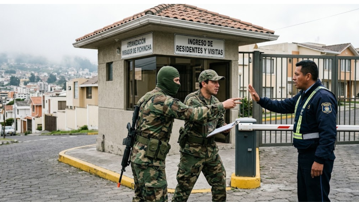 Imagen generada con IA para graficar intento de ingreso de militares falsos.
