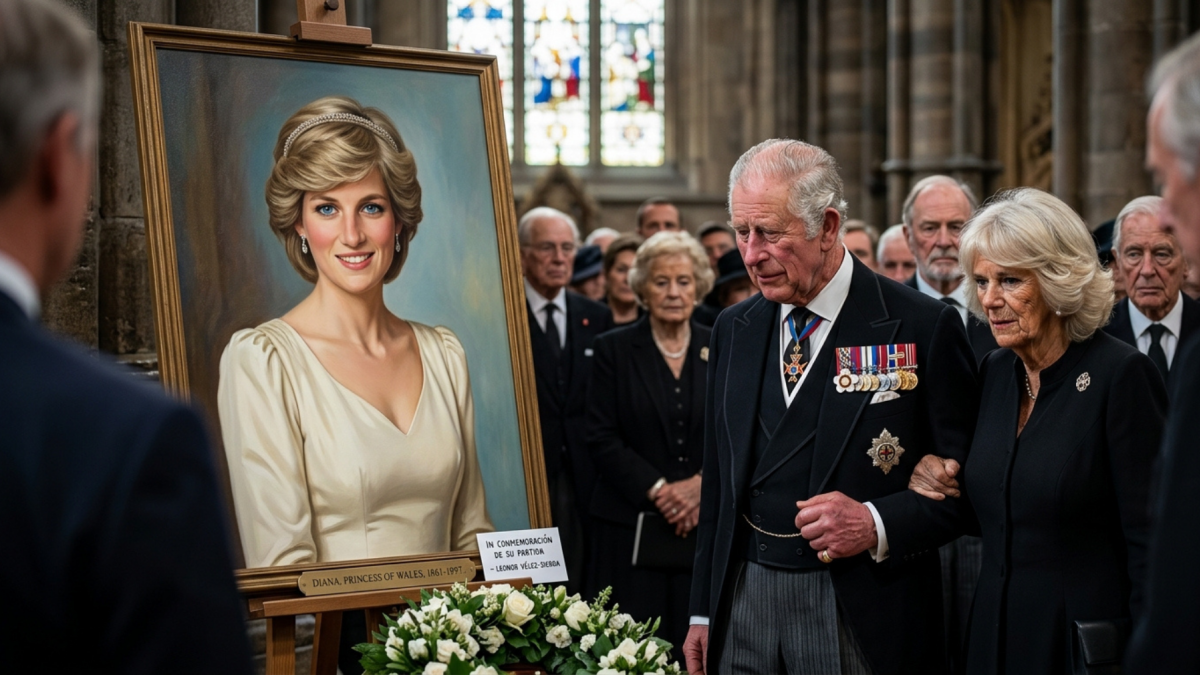 El contraste del tiempo: la imagen de Lady Di permanece intacta y joven en el recuerdo, mientras la monarquía actual avanza marcada por los años.