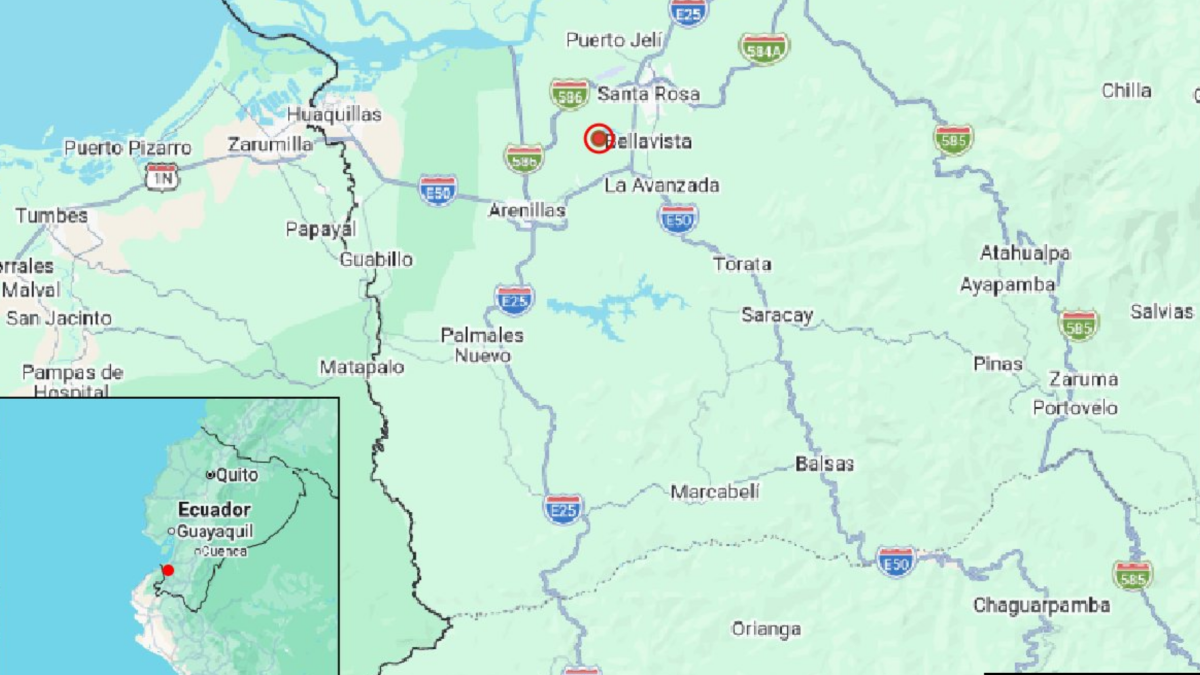 Sismo de magnitud 3,4 registrado cerca de Santa Rosa, provincia de El Oro, el 31 de agosto de 2026.
