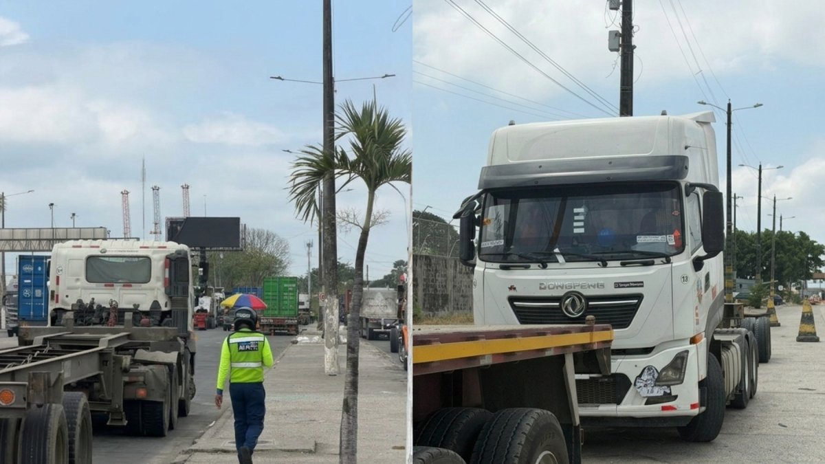 Agentes de tránsito emitieron multas a conductores de vehículos pesados en el sur de Guayaquil.