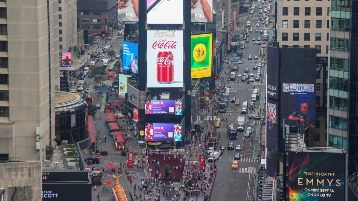 La vista de Times Square en Nueva York, EE. UU., 6 de agosto de 2026.