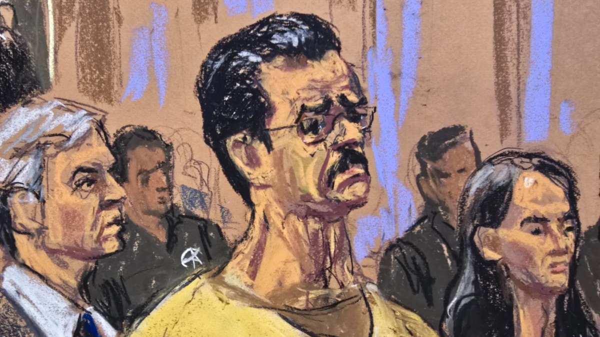Un dibujo realizado por la artista Jane Rosenberg que muestra al presidente depuesto de Venezuela, Nicolás Maduro.