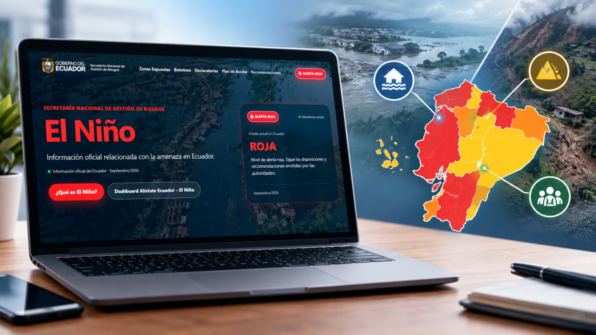 El portal Alístate Ecuador permite consultar las zonas expuestas y los recursos disponibles para enfrentar posibles emergencias asociadas al fenómeno de El Niño.