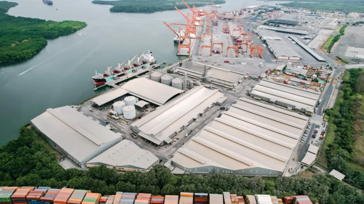 Vista aérea del Terminal Granelero y Multipropósito (TGM), concesionado a Andipuerto.