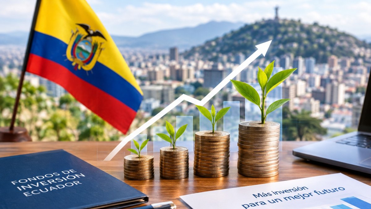 Una foto referencial creada con IA sobre el crecimiento de los fondos de inversión de Ecuador.