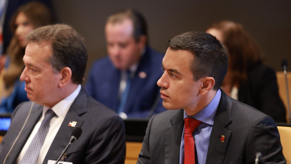 Daniel Noboa durante una de las reuniones bilaterales en el marco de la Asamblea de la ONU.