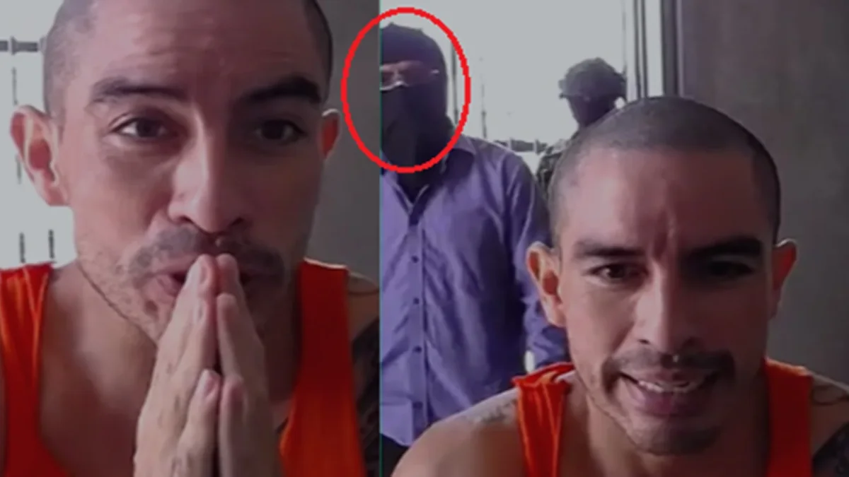 Un sujeto con el rostro cubierto con un pasamontañas vigiló de cerca la intervención de Daniel Salcedo durante su audiencia virtual.