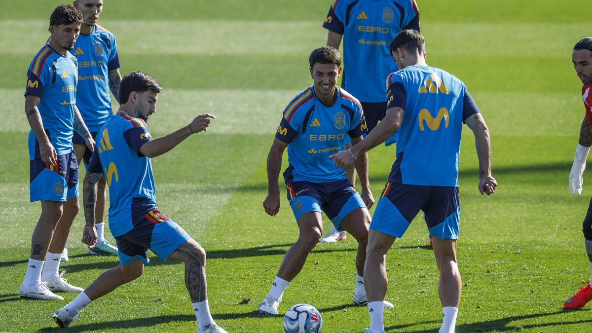 Los Jugadores de la selección española durante el entrenamiento.