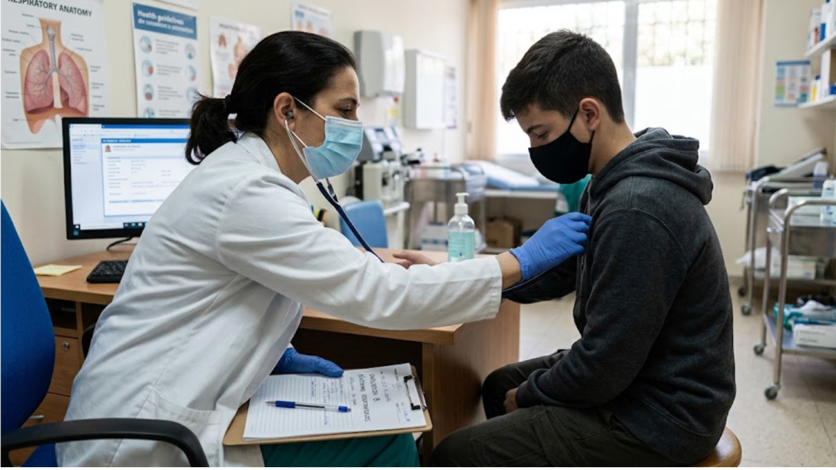 Imagen, generada con IA, para graficar la atención médica frente a una afección respiratoria.