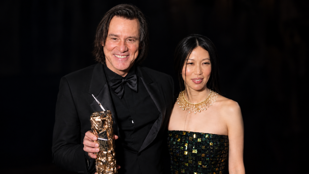 Jim Carrey y Min Ah en la 51.ª edición de los Premios César, en París, en febrero de este año.