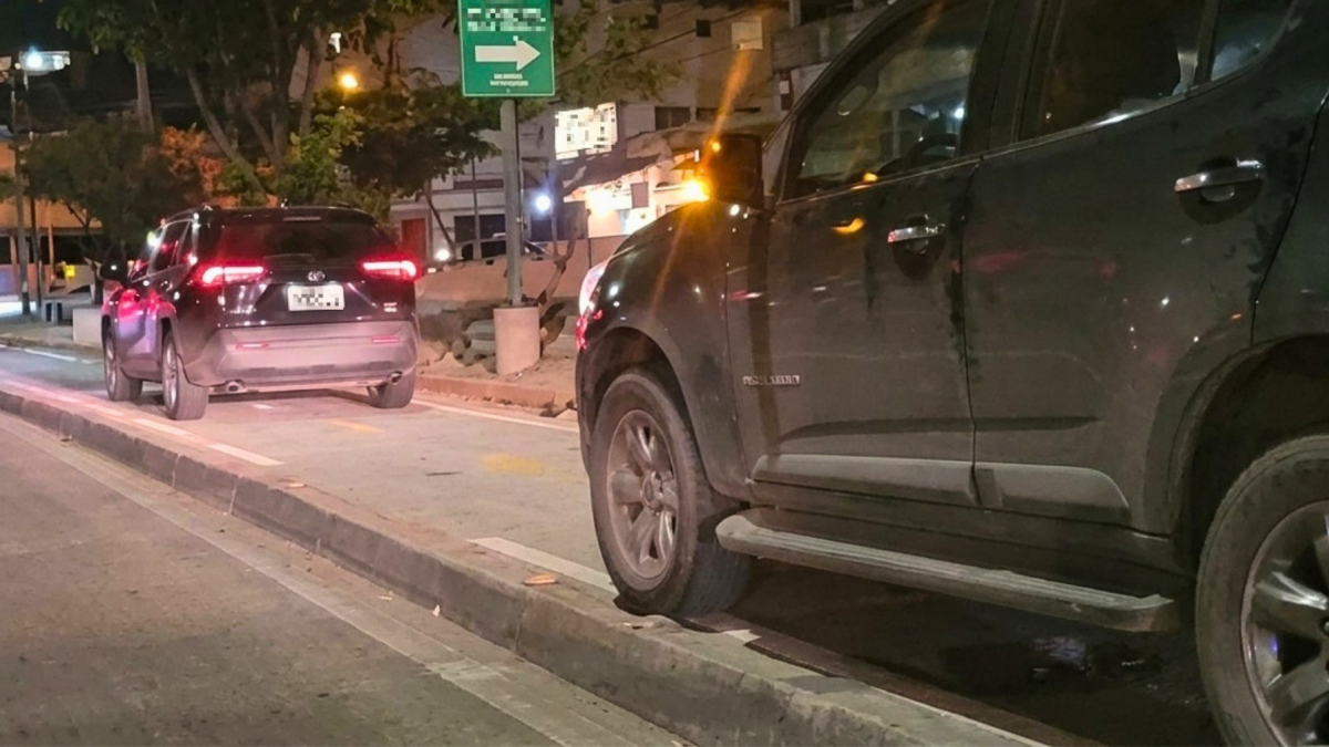 Ante la falta de control y vulnerabilidad de la infraestructura, los conductores invaden fácilmente la ciclovía sobre la acera de la avenida Narcisa de Jesús.