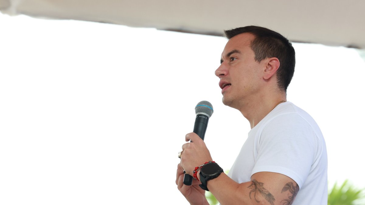 El presidente Daniel Noboa fue el encargado de anunciar el programa Jóvenes en Acción.