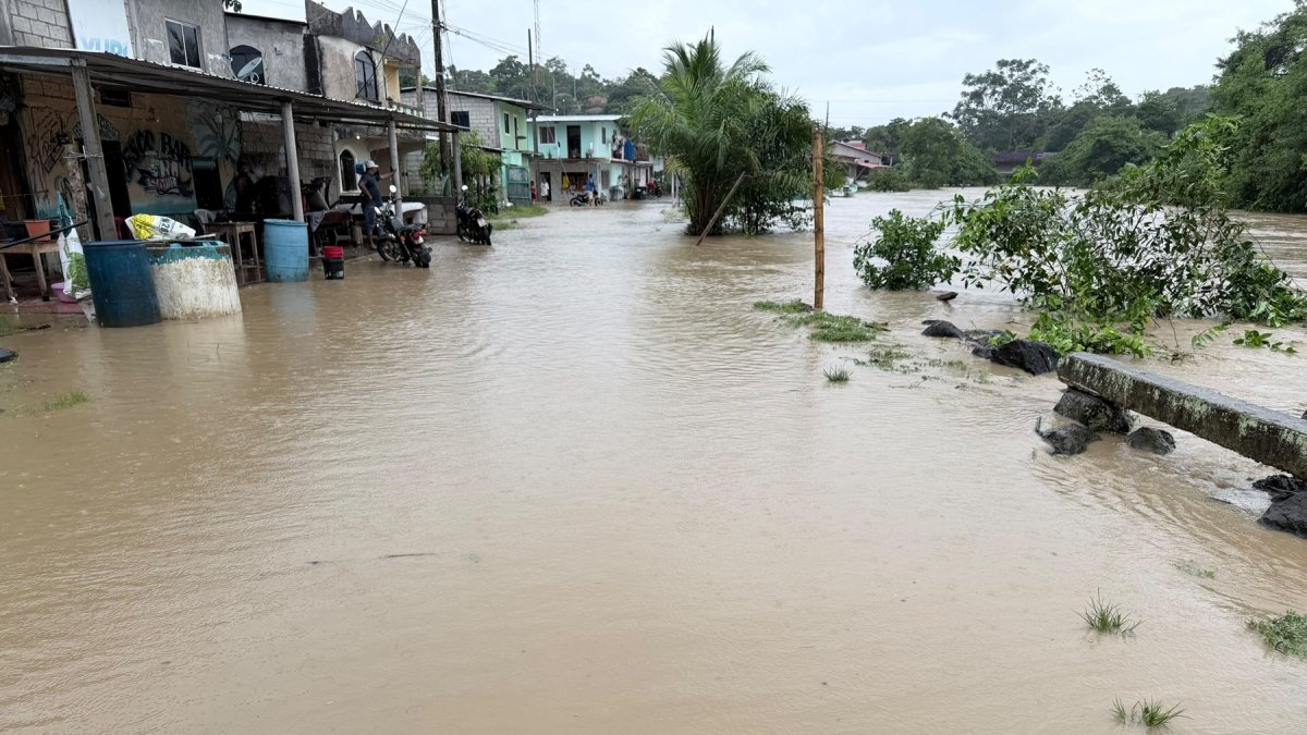 En Muisne, debido a las fuertes lluvias, el río Salima se desbordó y provocó inundaciones en la cabecera parroquial de Salima.
