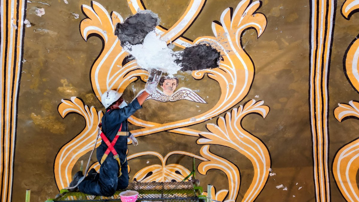 Las cúpulas exteriores de la Capilla del Rosario fueron impermeabilizadas para frenar las filtraciones que habían alcanzado las pinturas del interior.