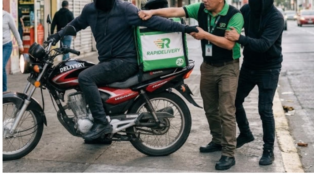 Imagen referencial, creada con IA, para graficar el asalto a un repartidor de comida.