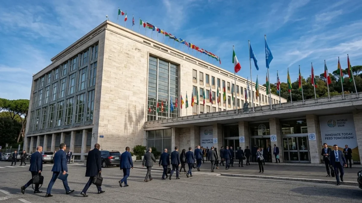 La sede de la Organización de las Naciones Unidas para la Alimentación y la Agricultura (FAO) en Roma acoge el Foro Mundial.