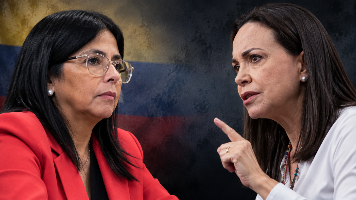Delcy Rodríguez es la actual presidenta interina de Venezuela y María Corina Machado es premio Nobel de la Paz 2025.
