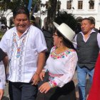 El presidente de la Conaie (camisa blanca) estuvo en Azuay, donde participó del Parlamento de los Pueblos.