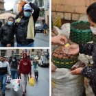 Personas con mascarillas y comprando productos de primera necesidad en mercados, parte de las imágenes captadas en las calles de Quito.