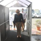 La alcaldesa en el Centro de Convenciones de Guayaquil, donde dio las declaraciones.