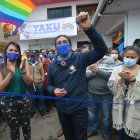 El precandidato presidencial, Yaku Pérez, visitó la sede de Ecuarunari en Cuenca.