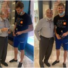 Limongi, junto a Burrai, el día que coincidieron en un centro comercial. Una conversación, una estampita y un abrazo selló su encuentro de "fe".