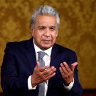 El presidente de Ecuador, Lenín Moreno, habla durante entrevista con Efe, el 22 de enero del 2021, donde dijo que traspasará el gobierno con "las cuentas en orden" y no como "emboscada" como la que, asegura, heredó de su predecesor en 2017.
