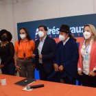 El candidato Arauz junto a otros aspirantes a la Asamblea de la alianza UNES.