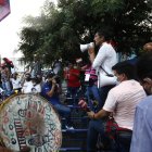 El candidato a la Presidencia de Ecuador Yaku Perez hablando a sus seguidores.