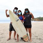 Equipo. Israel Barona (i), Susana Berrezueta y Mimi Barona, integrantes de la Tricolor.
