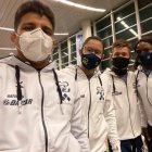 José Romero, entrenador de la Tri (i), junto Estefanía García, Lenín Preciado y Vanessa Chalá, los créditos locales en Turquía.